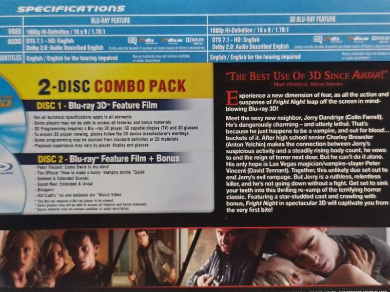 Blu-ray3D - Fright Night -  3d Bluray + Blu Ray
