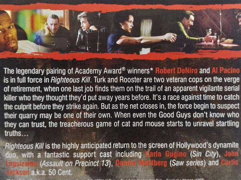 DVD - Righteous Kill - DeNiro Pacino