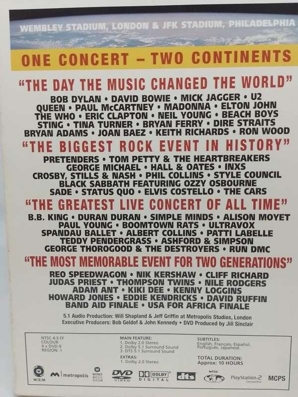 DVD - Live Aid Box set (4 Dvd's) Zone 1 NTSC