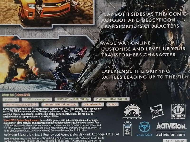 Xbox 360 - Transformers Dark of The Moon
