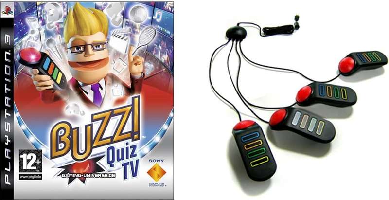 PS3 - Official Sony Buzz Wired Controllers + Buzz! Quiz TV