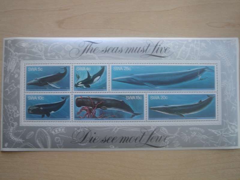 1980 SWA Whales Block of 6 stamps MNH