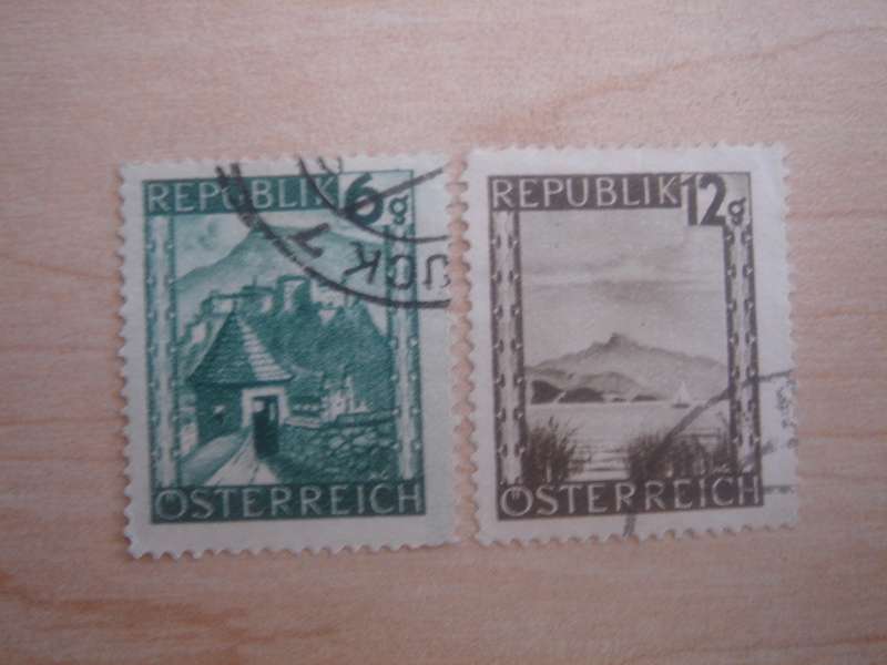1945 Austria - Salzburg 6g + Schafberg 12g used, stamped