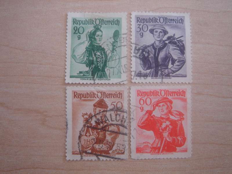 1951 Austria - Trachten MiNr 891,894,898,899 used, stamped