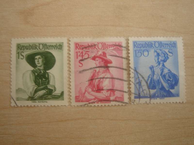 1951 Austria - Trachten MiNr 906,909,910 used, stamped