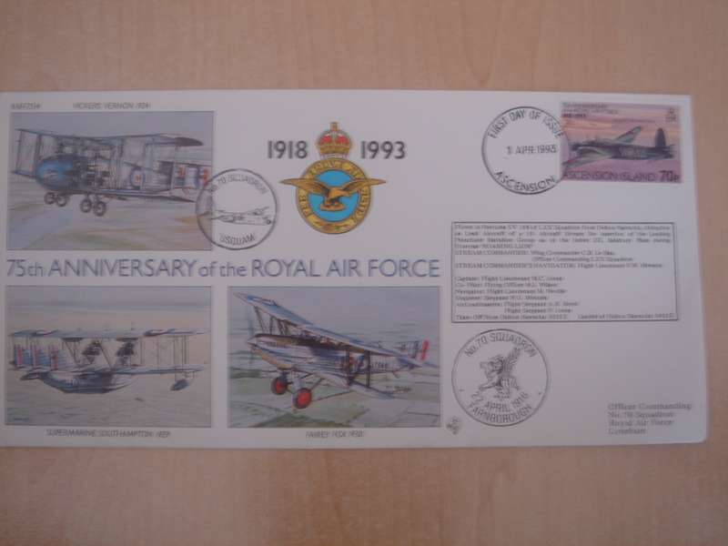 1990 RAF 75th Anniversary FDC - stamped in ASCENSION ISLANDS