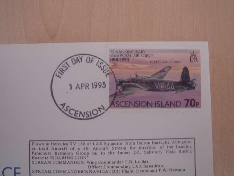 1990 RAF 75th Anniversary FDC - stamped in ASCENSION ISLANDS