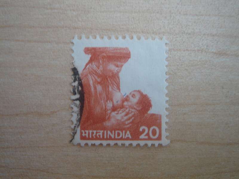 1982 India - Mother & Child 20 used, stamped