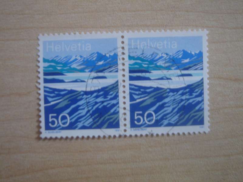 1991 HELVETIA - Landscape 50 horizontal pair used, stamped
