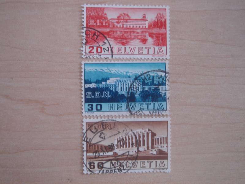 1938 Helvetia - SG382-384 - ILO Offices 20,30,60 used, stamped