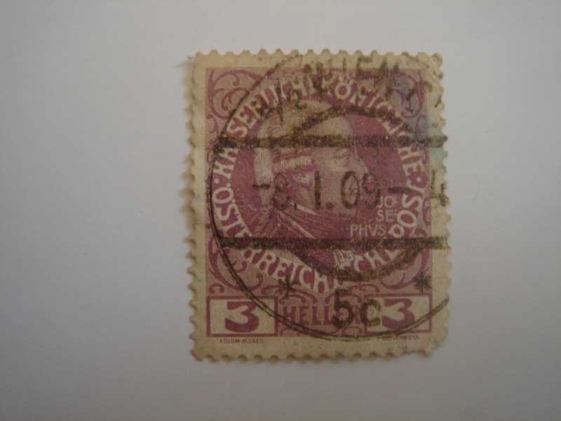 1908 Austria - Kaiser Josef II - 3 Heller used, stamped