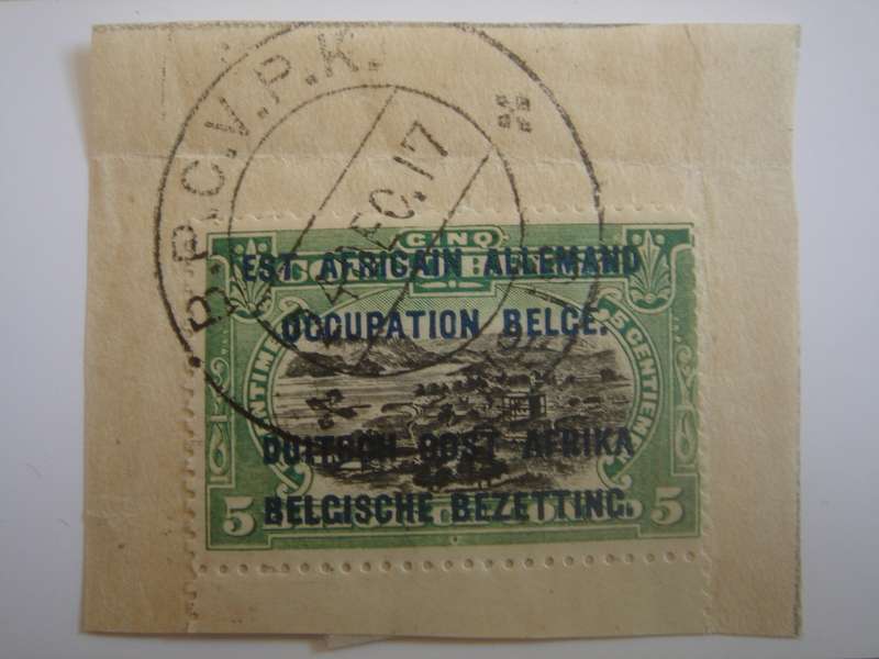 1917 German East Africa under Belgian Occupation - 5 C on postal item, stamped