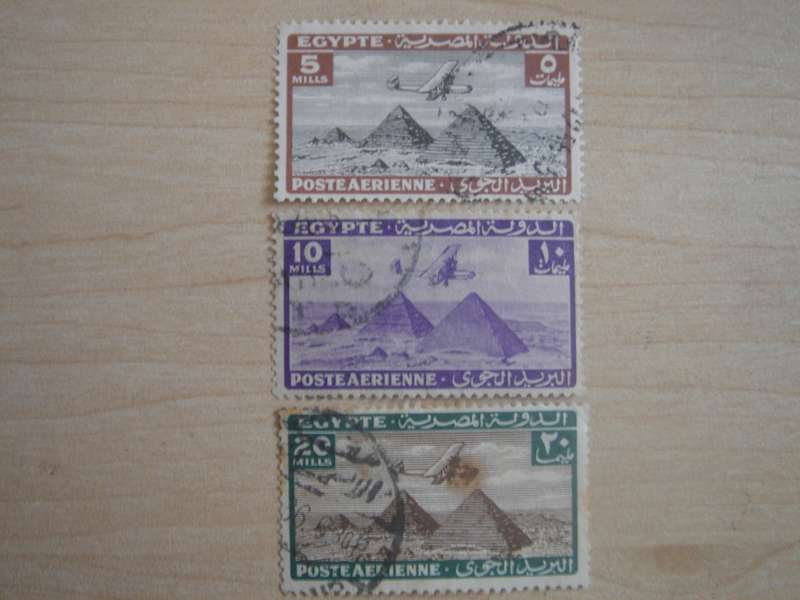 1933 Egypt Air SG198, 203-204 used, stamped