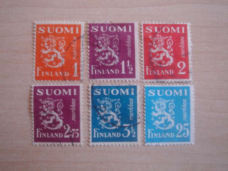 1930 Finland - Lion SG270,272,273b,273d,274a, 455a(1942) used, stamped