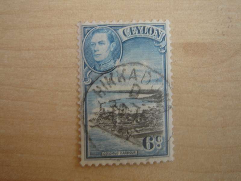 1935 Ceylon - King George V - 6 c used, stamped