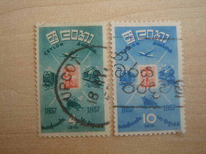 1957 Ceylon - Mail Transport SG442-443 - 4,10 c used, stamped