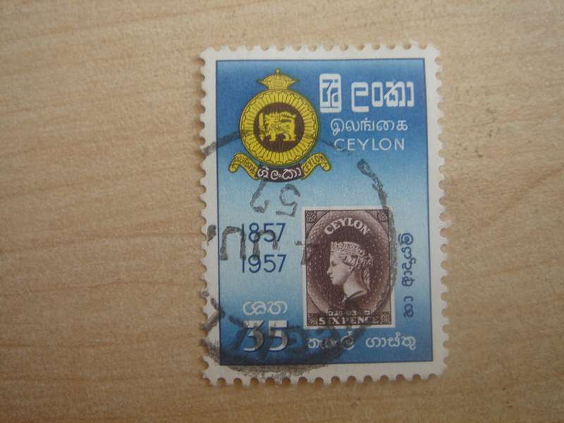 1957 Ceylon - Stamp Centenary SG444 - 35 c used, stamped