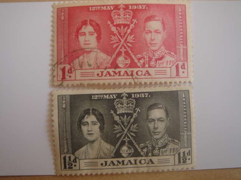 1937 Jamaica - Coronation of King George VI - SG118-119 used, stamped