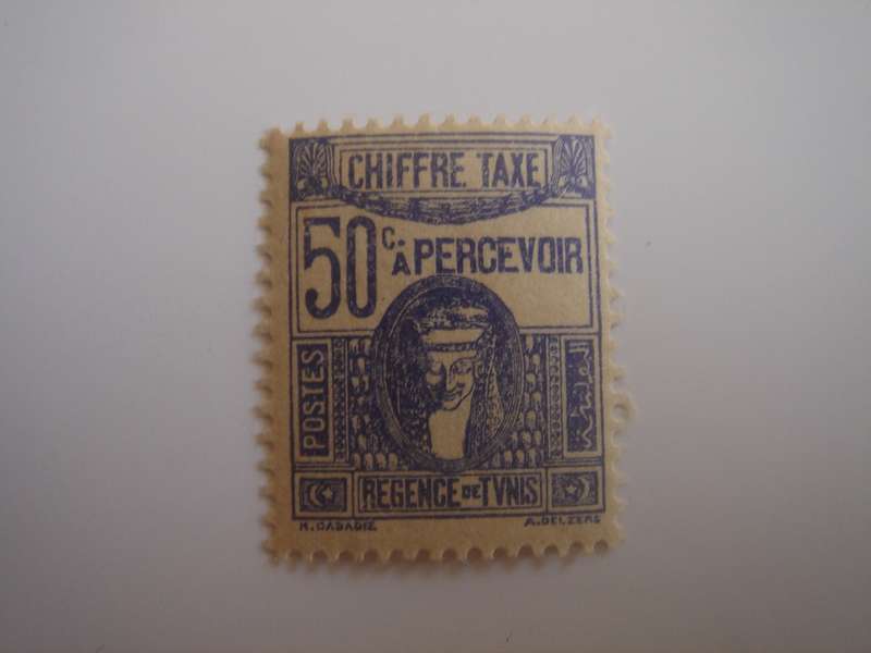 1923 Tunisia - Postage Due Stamp 50c blue MNH
