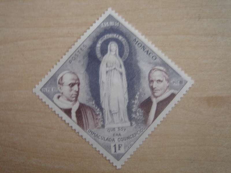 1958 Monaco - SG598 Popes Pius IX & XII - 1 f used, not stamped