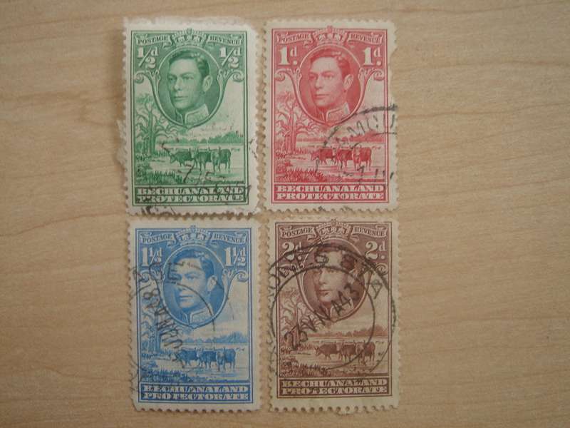 1938 Bechuanaland Protectorate - King George VI SG118-121 used, stamped