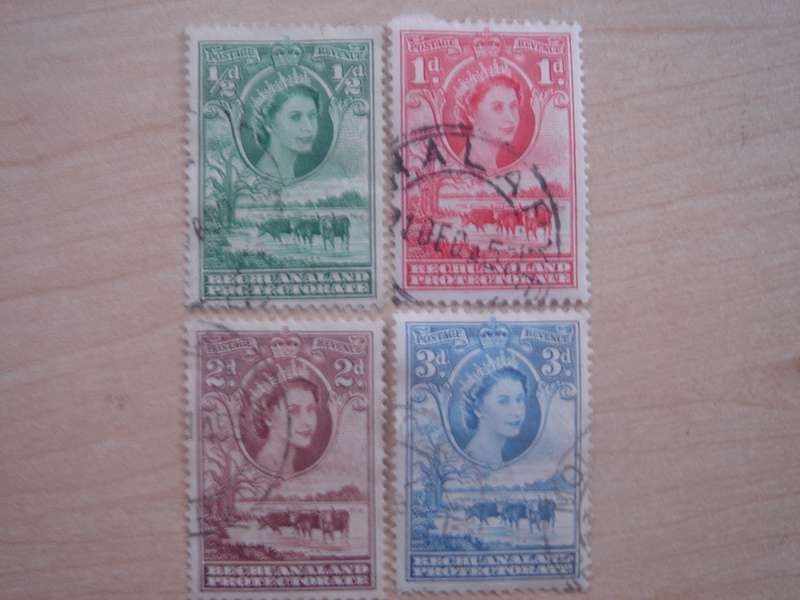 1955 Bechuanaland Protectorate - Queen Elizabeth II SG143-146 used, stamped