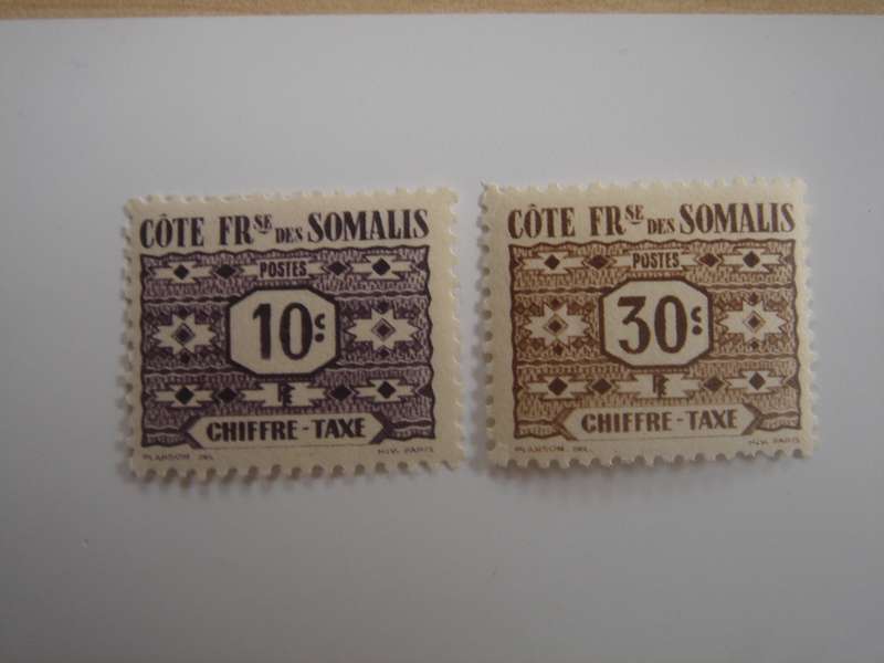 1947 French Somali Coast - Chiffre Taxe 10 + 30 c MNH
