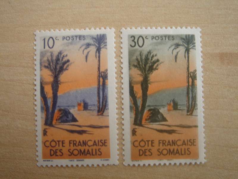 1947 French Somali Coast - Danakil Tent 10 + 30 c MNH