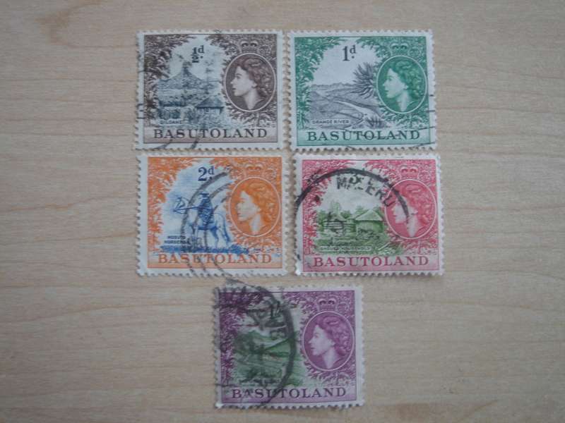 1954 Basutoland - Queen Elizabeth II - SG43-46,49 used, stamped