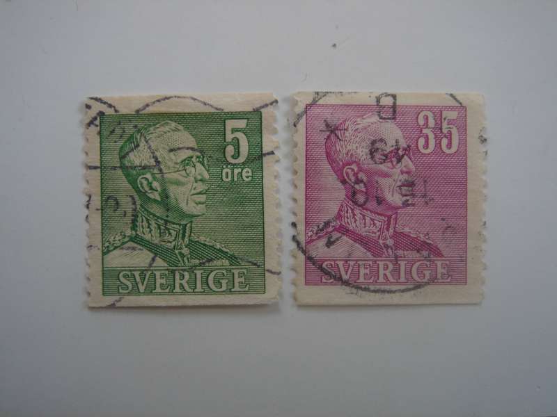 1939 Sweden - King Gustav V - 5 + 35 Oere used, stamped