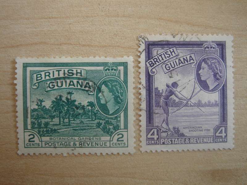 1954 British Guiana - SG332, 334 used, stamped