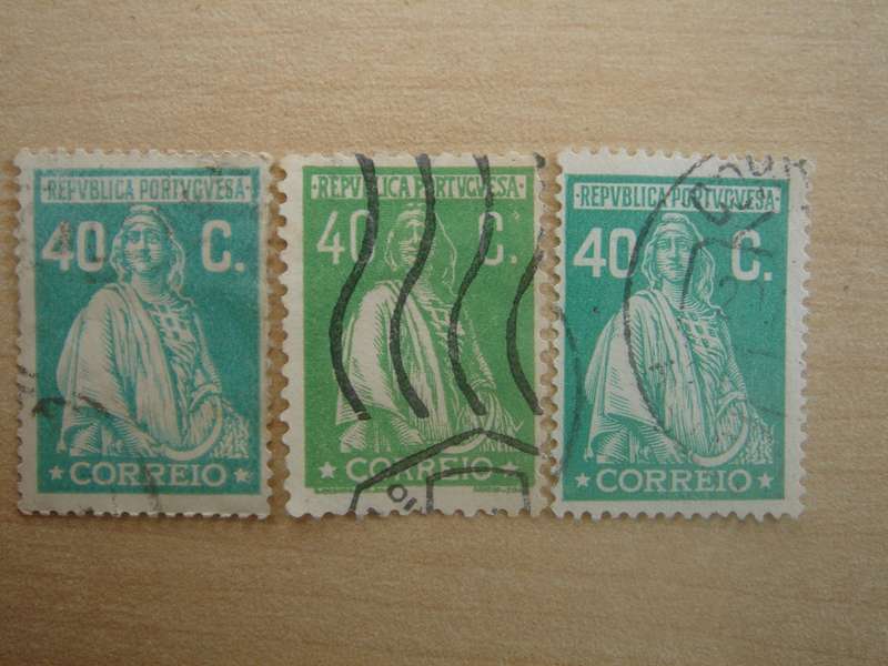 1912 Portugal - Ceres 3 x 40 C used, stamped (different color tones)