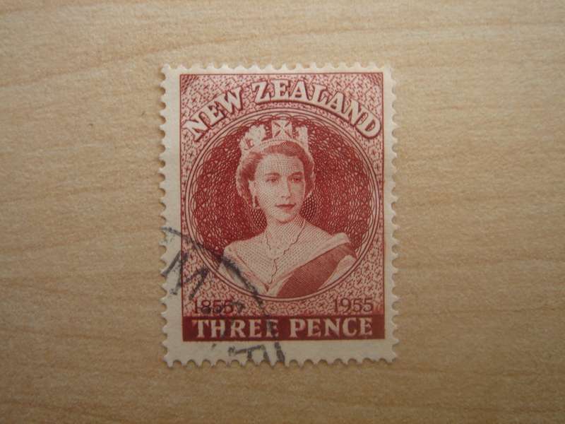 1955 NZ - QE II - SG740, 3d used, stamped