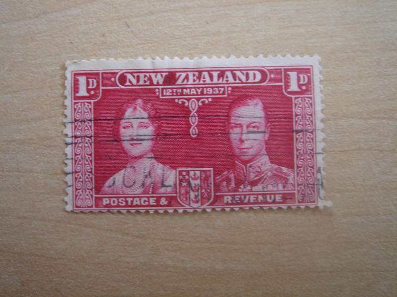 1937 NZ - Coronation -1 d used, stamped