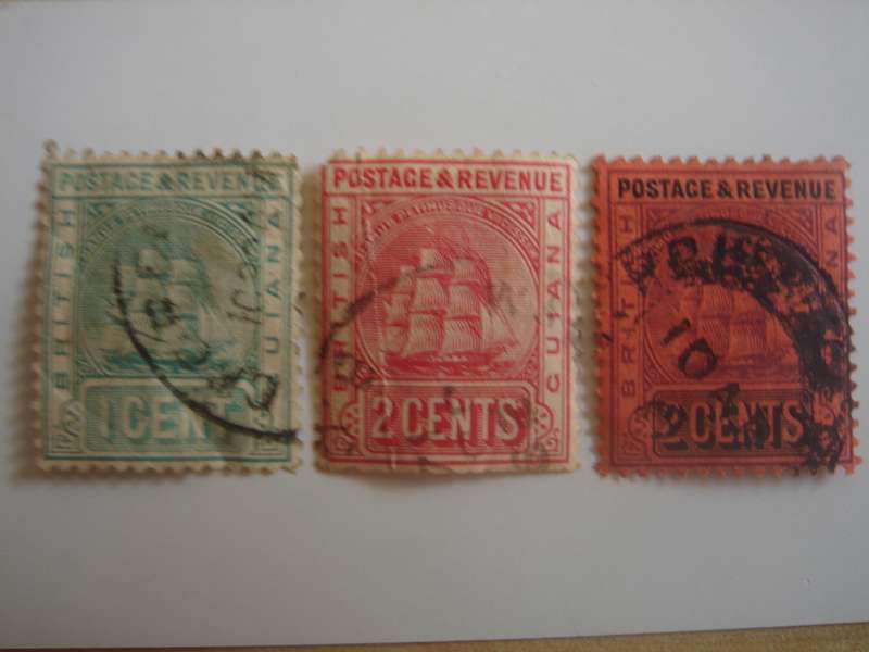 1889 British Guiana - SG213,235,253a used, stamped