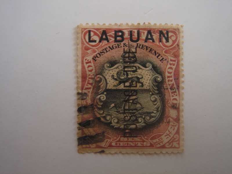 1901 Labuan - SG93b opted POSTAGE DUE  SG D 5 used, stamped