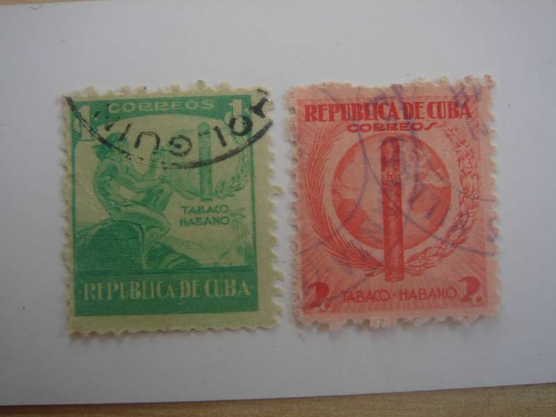 1939 Cuba - Tabaco Habano SG430-431 used, stamped