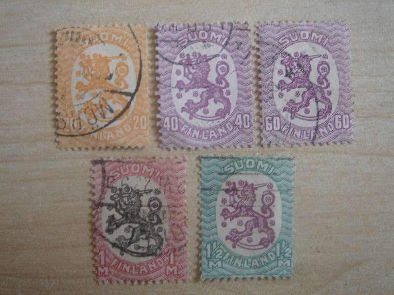 1917 Finland - Lions SG192,198a,205,207,237, used, stamped