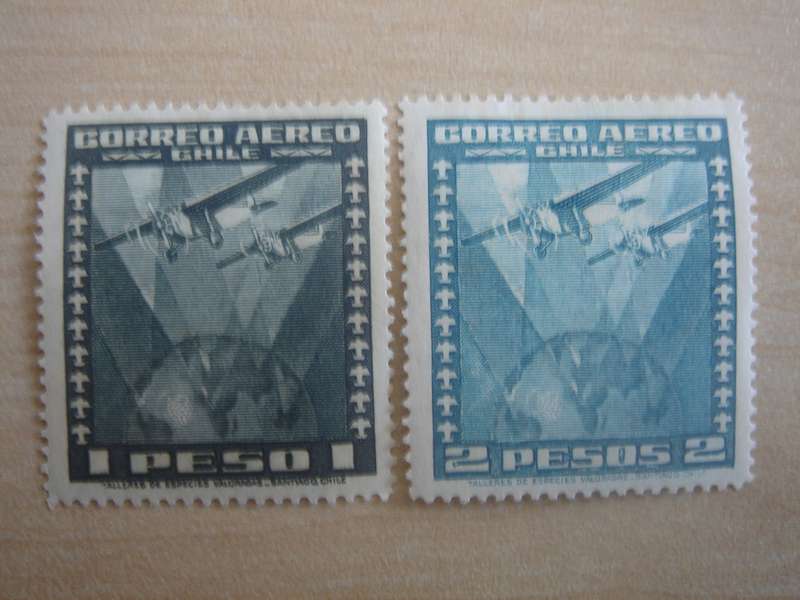 1934 Chile - Air SG244-245 - $1, $2 mint, hinged