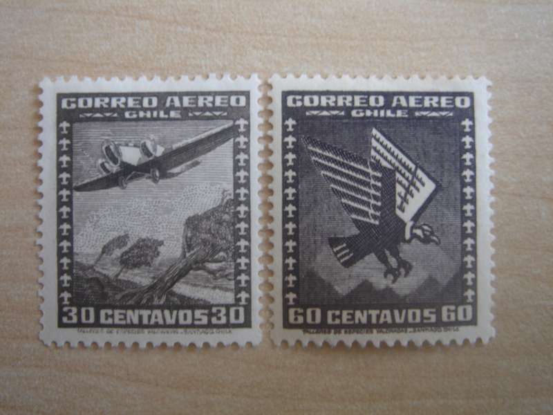 1934 Chile - Air SG239,241 - 30,60 CTS mint, hinged