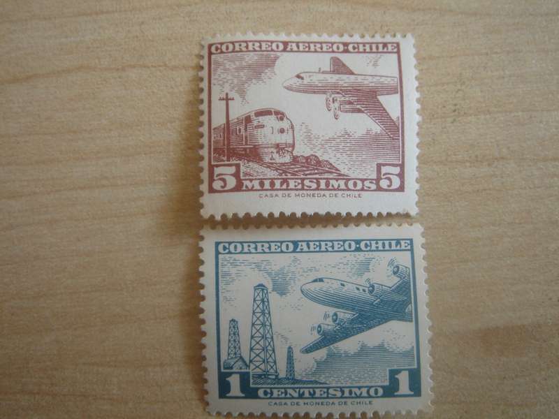1960 Chile - Air SG512,513 - 5 M, 1 C mint, hinged