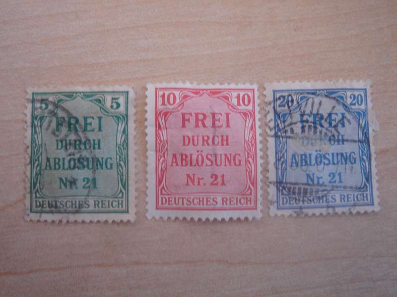 1903 Deutsches Reich Dienstmarken MiNr 3-5 used, stamped