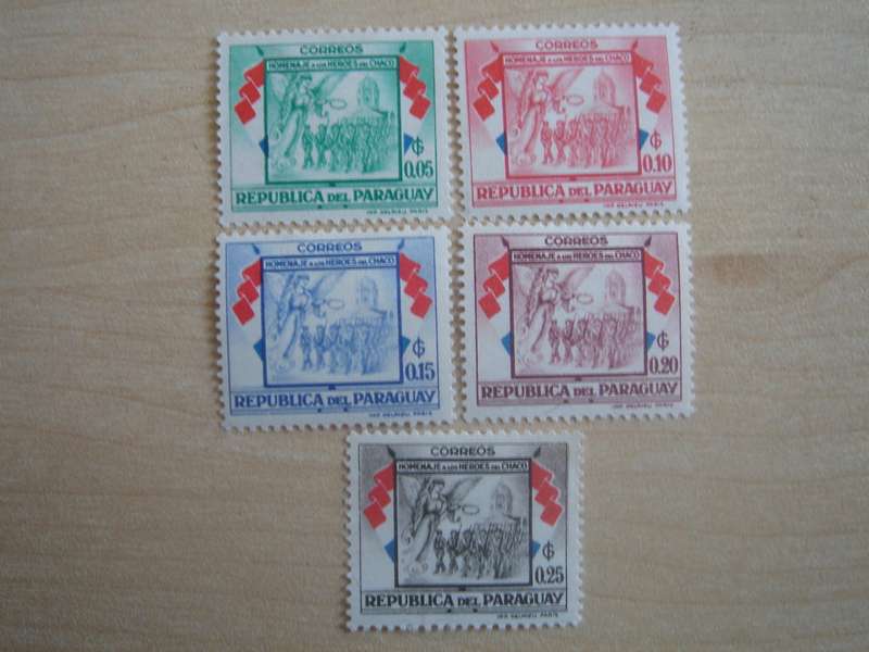 1957 Paraguay - Angel & Soldiers SG787-791 mint, hinged