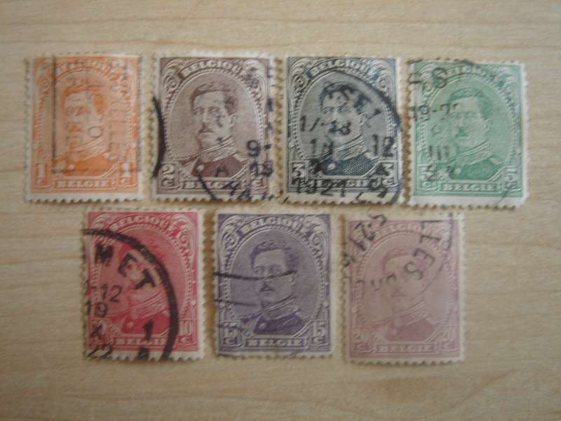 1915 Belgium - Albert I - SG170-175 used, stamped