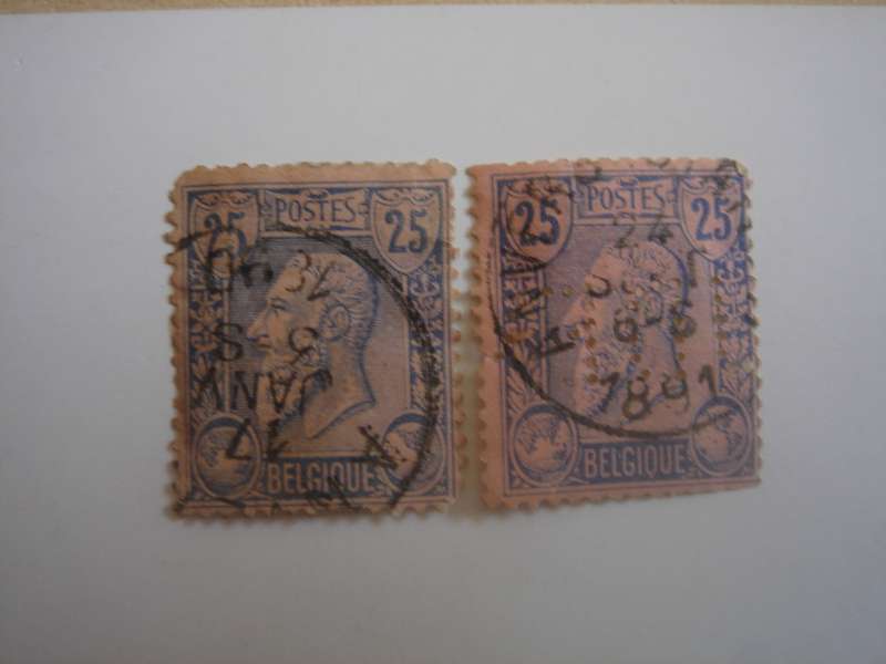 1893 Belgium - King Leopold I - 2x SG85 used, stamped