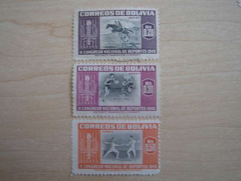 1951 Bolivia Air - Sports - SG538-540 used, hinged