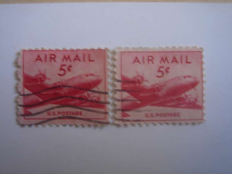 1947 USA Airmail 2x SG A943 used, stamped