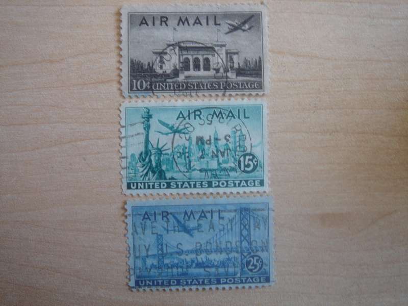1947 USA Airmail SG A948-950 used, stamped