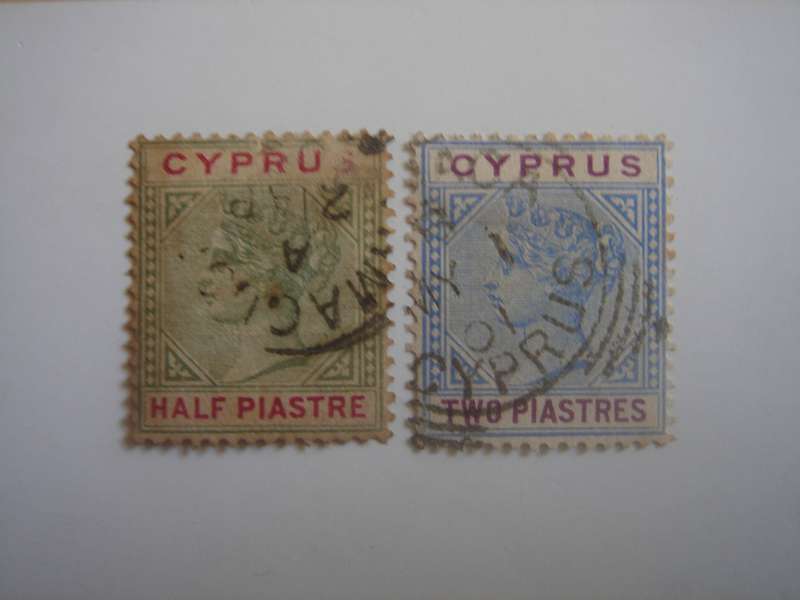 1881 Cyprus - Queen Victoria SG40+43 used, stamped