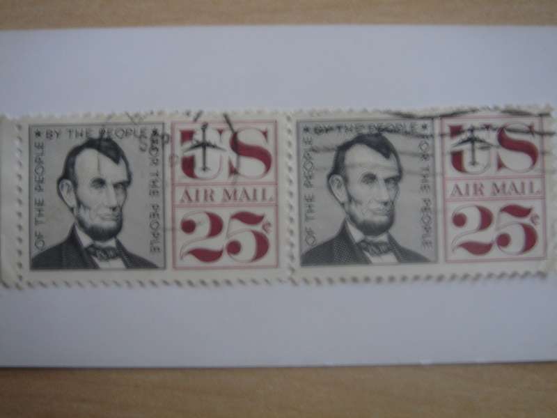 1959 USA Airmail SG A1141 horizontal pair used, stamped